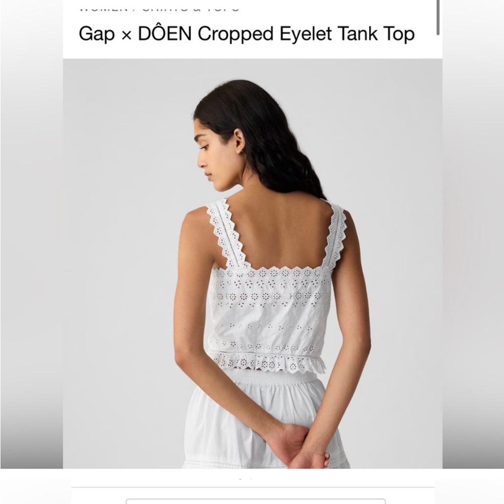 Doen gap White Cropped Eyelet Tank Top